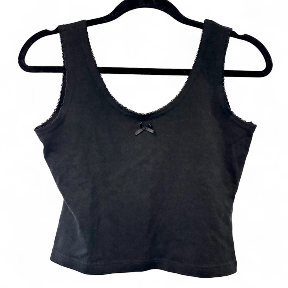 CSL Vintage 90's L Black Cotton Cropped Baby Doll Muscle Tank